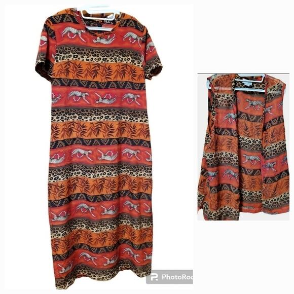 Midi Lined Dress with Sheer Vest size 16 - Picture 1 of 9